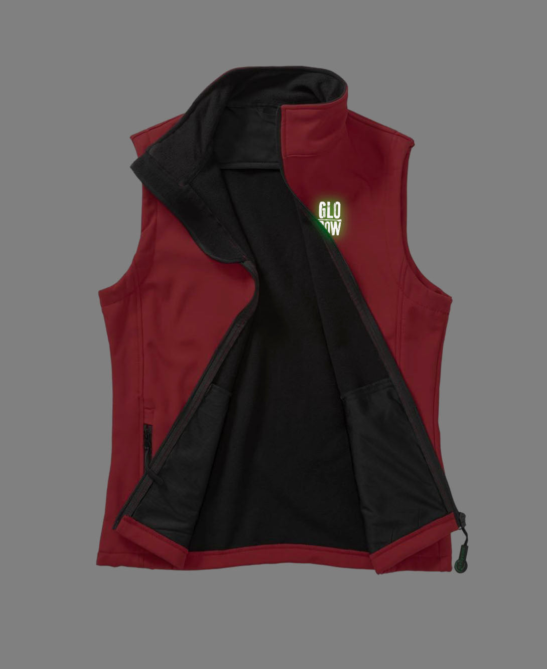 Red and black sleeveless jacket 