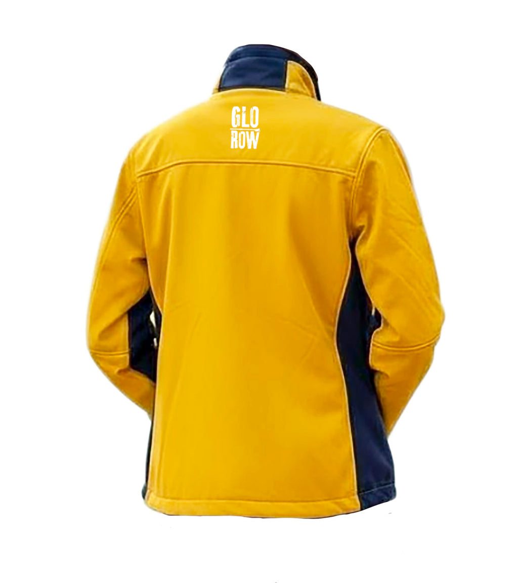 Yellow jacket with black accents on a white background